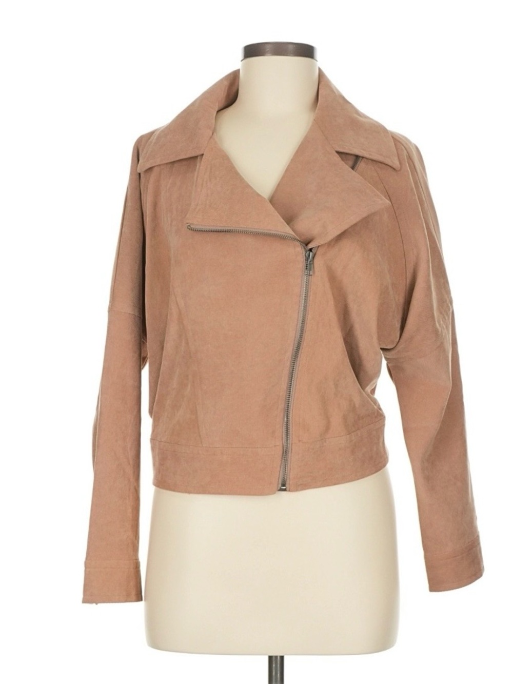 GUC Asymmetric Zip Moto Jacket in Beige